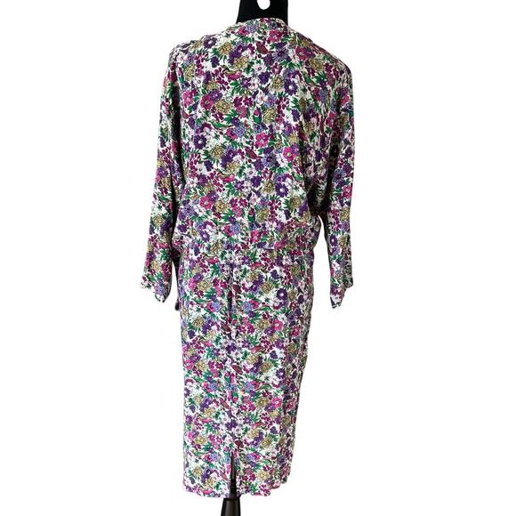 Evita Women's Vintage Retro 80s 90s Floral Button Up Dress Multicolor Size 13 - Picture 4 of 8